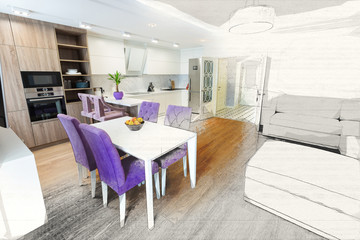 Modern kitchen design interior