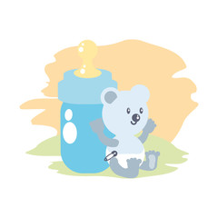 cute bear baby animal and bottle milk