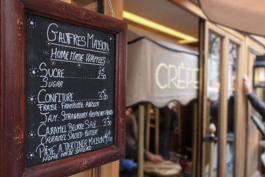Cr&ecirc;pe Stand Chalkboard Menu in France