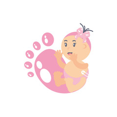 cute baby girl with footprint decoration