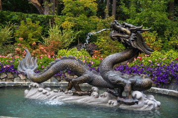 Fototapeta premium The Dragon fountain in a chines garden.