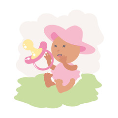 cute baby girl with pacifier