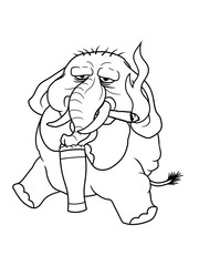 alkohol elefant bier glas saufen trinken durst oktoberfest rauchen drogen kiffen hanf weed dick fett groß diät schwer riesig dickhäuter comic cartoon lustig cool clipart sitzend übergewicht
