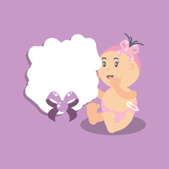 card with cute baby girl avatar character