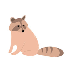 Pet - cute raccoon on a white background in flat cartoon style