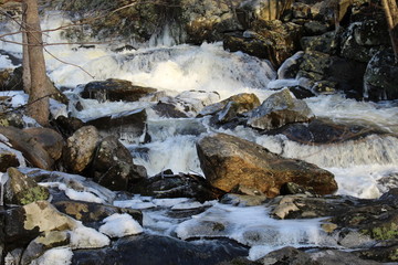 waterfall in forest water river stream landscape  motion, beautiful, smooth, woods, 