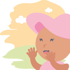 cute baby girl with hat avatar character