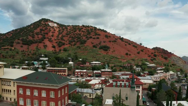 Over The Downtown City Center area of Bisbee Arizona USA