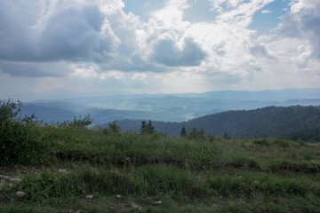  Carpathian landscapes. Meadows, hills, forests and mountains of the Carpathians.