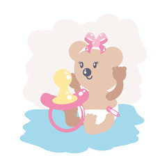 cute female bear baby animal and pacifier