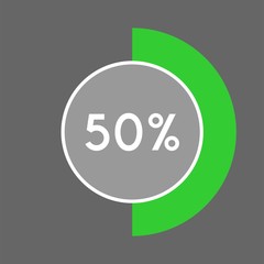 Percentage sign icon vector 50 percent.	
