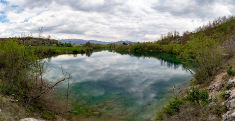 Fototapeta na wymiar The Gornjepolje Spring (Gornjepoljski Vir) is a huge karst spring in the Central Montenegro close to Nikšić Niksic