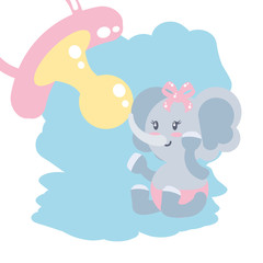 cute female elephant baby and pacifier