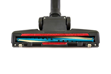 part of a vacuum cleaner isolated on a white background, close up. Place for text.