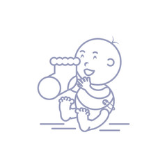 cute baby boy with sock