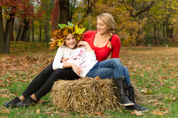 Joyful mom with a daughter. Beautiful mother and daughter.