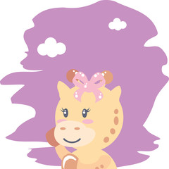 Obraz na płótnie Canvas cute female giraffe baby animal isolated icon