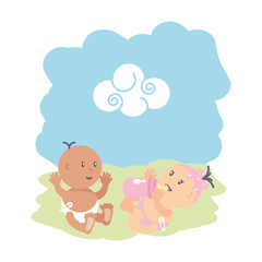 Obraz na płótnie Canvas group of cute baby avatar character