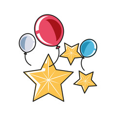 set of stars with balloons helium