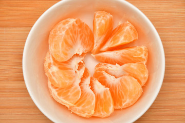 Tangerines served on the table