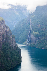 Flydalsjuvet viewpoint over Geirangerfjord in Norway