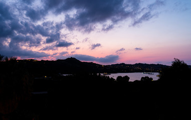 Obraz premium Sunset on Sciumara Bay in Sardinia