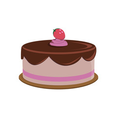 Beautiful cakes icons, isolated on white background. Happy birthday. Cake for birthday celebration with cherry, candles, berry.