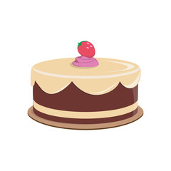 Beautiful cakes icons, isolated on white background. Happy birthday. Cake for birthday celebration with cherry, candles, berry.