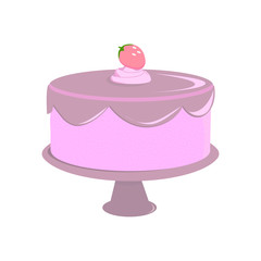 Beautiful cakes icons, isolated on white background. Happy birthday. Cake for birthday celebration with cherry, candles, berry.