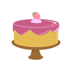 Beautiful cakes icons, isolated on white background. Happy birthday. Cake for birthday celebration with cherry, candles, berry.