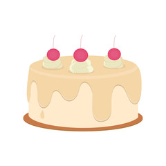 Beautiful cakes icons, isolated on white background. Happy birthday. Cake for birthday celebration with cherry, candles, berry.