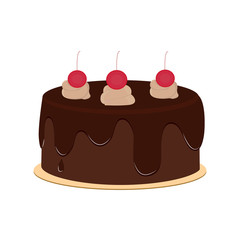 Beautiful cakes icons, isolated on white background. Happy birthday. Cake for birthday celebration with cherry, candles, berry.