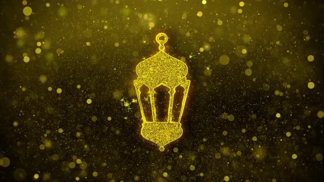 Islamic, islam, religious, Monument, Monuments Icon Golden Glitter Glowing Lights Shine Particles. Object, Shape, Web, Design, Element symbol 4K Loop Animation