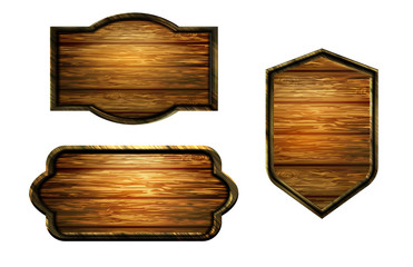 Vector realistic illustration of wooden signboard