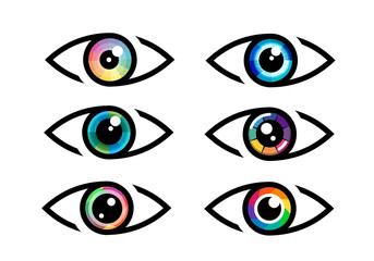 vision eye icons set. colorful eye icon
