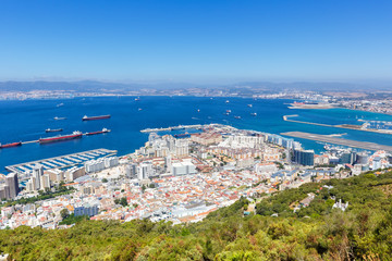 Fototapeta na wymiar Gibraltar port harbor harbour ships landmark travel traveling town overview