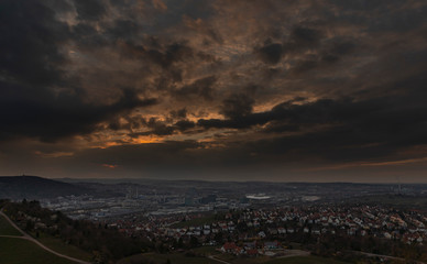 Naklejka premium Dramatic clouds over Stuttgart