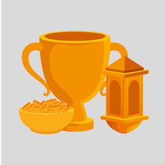 golden chalice cup with dish and coins