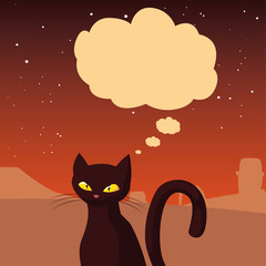 black cat happy halloween celebration design