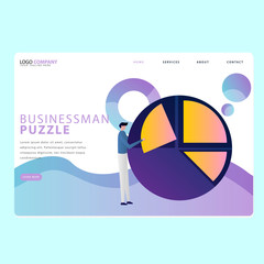 Set of Bussinesman Landing pages template for business, finance, data analysis and marketing. Modern flat design concept. Web page design for website and mobile website. Flat vector illustration.