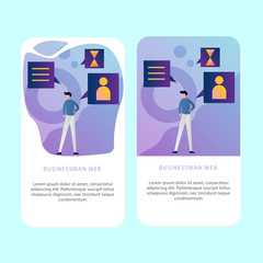 Set of Bussinesman Mobile Aplication for business, finance, data analysis and marketing. Modern flat design concept. Web page design for website and mobile website. Flat vector illustration.