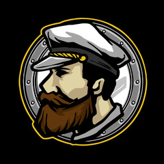 bearded sailor man vector