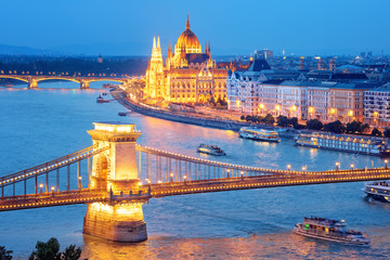 Fototapeta na wymiar Cityscape of Budapest city on Danube river, Hungary