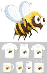 Graphic of bee on different product templates