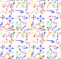 Seamless background design with arrow doodles
