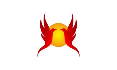 logo flying bird and sun