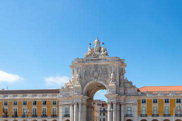 View of the arc de Triomphe on Praça do Comércio (Commerce Square), located in the city of...