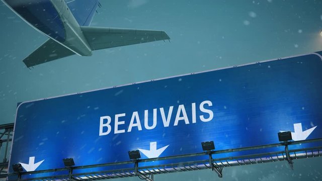 Airplane Take Beauvais off in Christmas