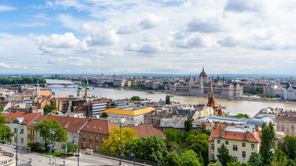 Fototapeta na wymiar Budapest Hungary skyline with view of Parliament Building