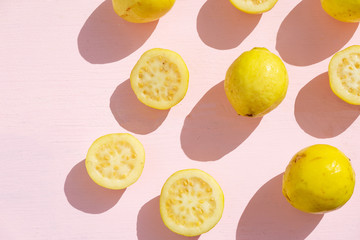 Guava fruit on pink background